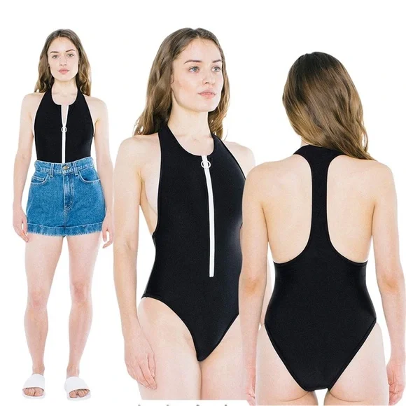American Apparel Nylon Tricot Zip Up Sleeveless One-Piece - Picture 10 of 11